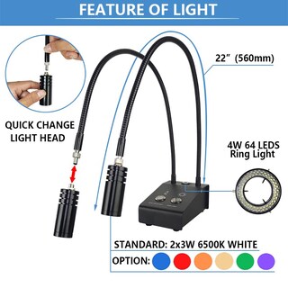 Foto 4 | Foto 4 | Microscopio Gringoo De 6 W Con Doble Cuello De Cisne Led Y Anillo De Luz De 64 Led - Venta Internacional.