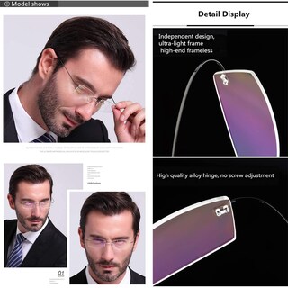 Foto 4 | Foto 4 | Gafas De Lectura Viseng Sin Montura De Titanio Metálico Ultraligeras +2.0 - Venta Internacional.