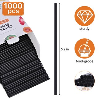 Foto 2 | Foto 2 | Pajitas Cortas Desechables Negras Para Cócteles 13 Cm De Longitud 1000 Unidades - Venta Internacional.