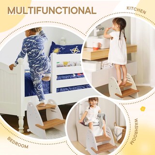 Foto 6 | Foto 6 | Taburete Tikspcae De Madera Con 2 Escalones Para Niños Ajustable - Venta Internacional.