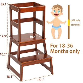 Foto 2 | Foto 2 | Taburete De Cocina Para Niños Wiifo Con Barra De Seguridad De Madera Maciza - Venta Internacional.