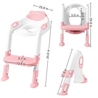 Foto 6 | Foto 6 | Asiento Para Ir Al Baño Skyroku Con Taburete Y Escalera Color Rosa - Venta Internacional.