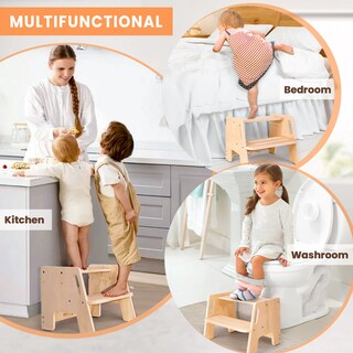 Foto 6 | Foto 6 | Step Stool Taburete Woodure De 2 Escalones Con Altura Regulable Para Niños Pequeños - Venta Internacional.