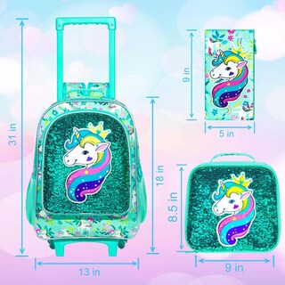 Foto 4 | Foto 4 | Mochila Rodante Gxtvo Para Niñas Con Ruedas Enrollables Unicorn - Venta Internacional.