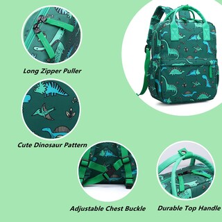 Foto 2 | Foto 2 | Mochila Kingcheer Cute Preescolar Con Diseño De Dinosaurio Verde De 15 Pulgadas - Venta Internacional.