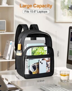 Foto 2 | Foto 2 | Mochila Kimnerpu Transparente Para La Escuela Viajes Seguridad Negra - Venta Internacional.