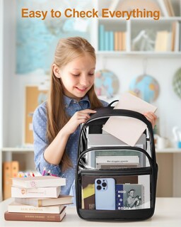 Foto 4 | Foto 4 | Mochila Kimnerpu Transparente Para La Escuela Viajes Seguridad Negra - Venta Internacional.