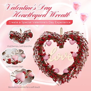Foto 2 | Foto 2 | Corona De Corazón Artificial Oeopiur Para El Día De San Valentín Color Rojo Y Rosa - Venta Internacional.