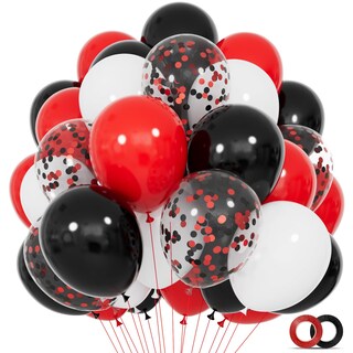 Foto 1 | Foto 1 | Globos De Látex Kuulbela 68 Unidades Rojo Negro Y Blanco 30 Cm Con Confeti - Venta Internacional.