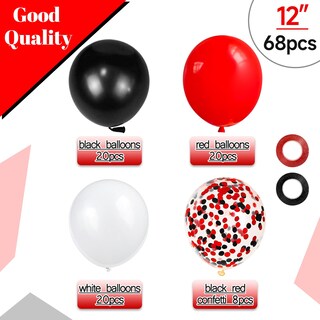 Foto 2 | Foto 2 | Globos De Látex Kuulbela 68 Unidades Rojo Negro Y Blanco 30 Cm Con Confeti - Venta Internacional.