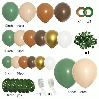 Foto 2 | Foto 2 | Kit De Guirnaldas Con Globos Perpaol Verde Salvia Y Marrón 148 Piezas - Venta Internacional.