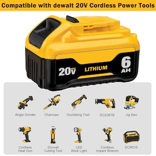 Foto 6 | Foto 6 | Batería De Larga Duración De 20 V 6 Ah Para Dewalt Dcb206 Dcb204 Dcb203 Dcb208 - Venta Internacional.