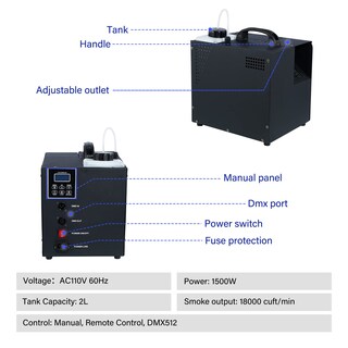 Foto 7 | Foto 7 | Máquina De Niebla Haze Machine Tcfundy 1500w 18000cfm Con Temporizador - Venta Internacional.