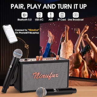 Foto 4 | Foto 4 | Máquina De Karaoke Niaufux Retro Con 2 Micrófonos Inalámbricos - Venta Internacional.