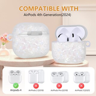 Foto 2 | Foto 2 | Funda Para Airpods 4 Aleviker Con Cadena De Muñeca Pearl Marble - Venta Internacional.