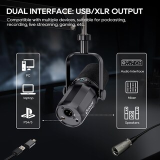 Foto 4 | Foto 4 | Micrófono Dinámico Para Podcasts Fduce Sl40+ Usb/xlr Con Soporte Boom - Venta Internacional.