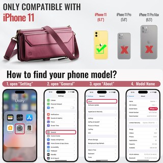 Foto 6 | Foto 6 | Funda Tipo Cartera Tipo Bandolera Compatible Con Iphone 11 De 6 1 Pulgadas - Venta Internacional.
