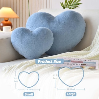 Foto 2 | Foto 2 | Almohada Xvtru Suave Piel De Conejo Sintética En Forma De Corazón Azul Empolvado - Venta Internacional.
