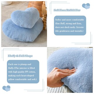 Foto 3 | Foto 3 | Almohada Xvtru Suave Piel De Conejo Sintética En Forma De Corazón Azul Empolvado - Venta Internacional.