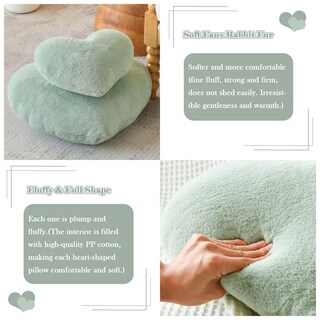 Foto 3 | Foto 3 | Almohada Xvtru Suave En Forma De Corazón Bonita Piel Sintética De Color Verde Salvia - Venta Internacional.