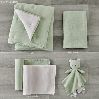 Foto 2 | Foto 2 | Juego De Cama Para Cuna Levtex Baby Cloud Muslin Sage Juego De 5 Piezas - Venta Internacional.