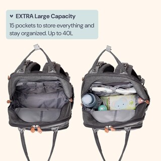 Foto 3 | Foto 3 | Mochila Para Pañales Babbleroo Extra Grande Gris Oscuro - Venta Internacional.