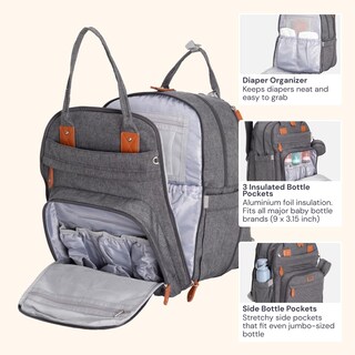 Foto 4 | Foto 4 | Mochila Para Pañales Babbleroo Extra Grande Gris Oscuro - Venta Internacional.