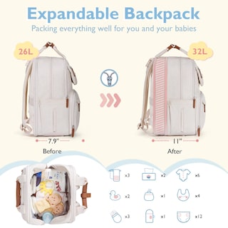 Foto 2 | Foto 2 | Mochila Para Pañales Mommore Expandible 32 L Para 2 Niños O Gemelos - Venta Internacional.