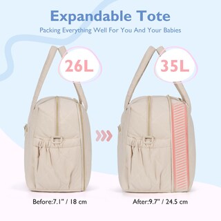 Foto 2 | Foto 2 | Bolsa De Pañales Mommore Expandible Para 2 Niños O Gemelos Color Beige - Venta Internacional.