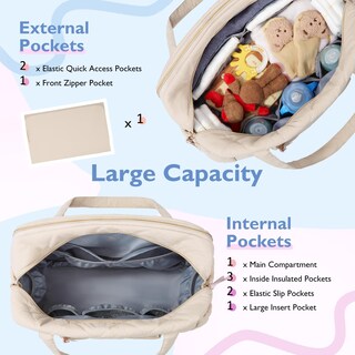 Foto 3 | Foto 3 | Bolsa De Pañales Mommore Expandible Para 2 Niños O Gemelos Color Beige - Venta Internacional.