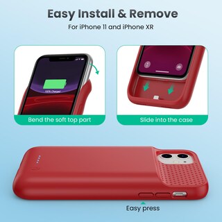Foto 4 | Foto 4 | Funda De Batería Hetp 7500 Mah Para Iphone 11/xr De 6.1 Pulgadas Con Pantalla Roja - Venta Internacional.