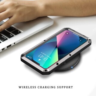 Foto 6 | Foto 6 | Funda Lanhiem De Metal A Prueba De Golpes Con Cristal Para Iphone 13 De 6 1 Pulgadas Plateada - Venta Internacional.