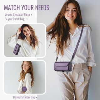 Foto 4 | Foto 4 | Funda Tipo Cartera Tipo Bandolera Compatible Con Iphone 13 Color Morado - Venta Internacional.