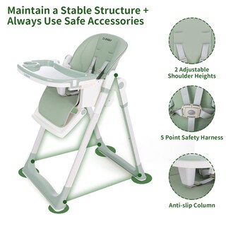 Foto 2 | Foto 2 | Trona Cochildor 3 En 1 Plegable Con Arnés De 5 Puntos Color Verde - Venta Internacional.