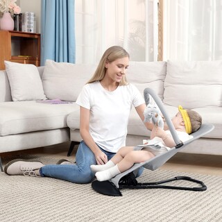 Foto 6 | Foto 6 | Asiento Portátil Baby Bouncer Hkai De 0 A 18 Meses Con 3 Modos Gris Claro - Venta Internacional.