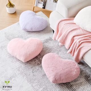 Foto 5 | Foto 5 | Almohada Xvtru Con Forma De Corazón Piel Sintética De Conejo Rosa Empolvado 50 X 40 Cm - Venta Internacional.