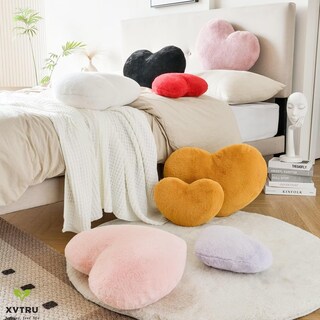 Foto 6 | Foto 6 | Almohada Xvtru Con Forma De Corazón Piel Sintética De Conejo Rosa Empolvado 50 X 40 Cm - Venta Internacional.