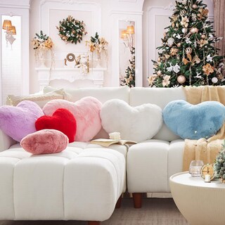 Foto 5 | Foto 5 | Almohada Con Forma De Corazón Yrxrus Piel Sintética De Conejo Rosa 35 X 43 Cm Para Decoración - Venta Internacional.
