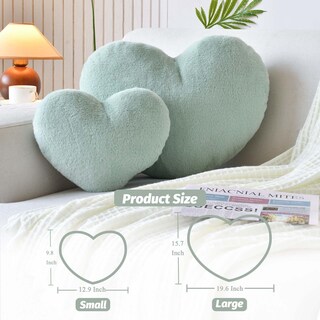 Foto 2 | Foto 2 | Almohada Xvtru Suave En Forma De Corazón De Piel De Conejo Sintética De Color Verde Salvia - Venta Internacional.