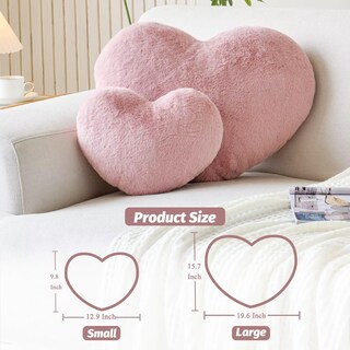 Foto 2 | Foto 2 | Cojín Xvtru Con Forma De Corazón Piel Sintética De Conejo Color Rosa Empolvado Suave 33 X 25 Cm - Venta Internacional.