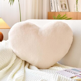 Foto 1 | Foto 1 | Almohada Xvtru Suave Piel De Conejo Sintética En Forma De Corazón Color Beige 33 X 25 Cm - Venta Internacional.