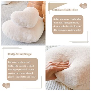 Foto 3 | Foto 3 | Almohada Xvtru Suave Piel De Conejo Sintética En Forma De Corazón Color Beige 33 X 25 Cm - Venta Internacional.