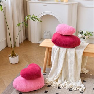 Foto 3 | Foto 3 | Cojín Xvtru Con Forma De Corazón Piel Sintética De Conejo Color Rosa Melocotón 33 X 25 Cm - Venta Internacional.