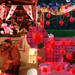 Foto 6 | Foto 6 | Cadena De Luces Romasaty De 8.5 Pies Con 10 Luces Rojas En Forma De Corazón - Venta Internacional.