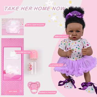 Foto 4 | Foto 4 | Muñeca Reborn Kgniess Me Black Girl De 55 Cm Con Ropa Y Acceso. - Venta Internacional.