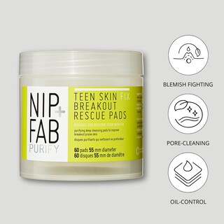 Foto 4 | Foto 4 | Almohadillas Faciales Nip+fab Teen Skin Fix Zero Breakout Rescue X60 - Venta Internacional.
