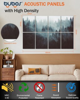 Foto 3 | Foto 3 | Paneles Acústicos Art Bubos Insonorizados  Paquete De 8 Unidades  48 X 32 Pulgadas  Fog Forest - Venta Internacional.