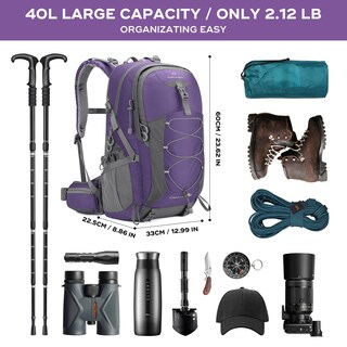 Foto 2 | Foto 2 | Mochila De Senderismo Maelstrom Impermeable 40 L Con Funda Para Lluvia Color Morado - Venta Internacional.