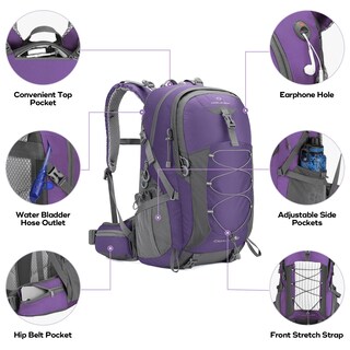 Foto 3 | Foto 3 | Mochila De Senderismo Maelstrom Impermeable 40 L Con Funda Para Lluvia Color Morado - Venta Internacional.