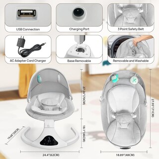 Foto 6 | Foto 6 | Columpio Eléctrico Para Bebés Riviplou Portátil Con Control Remoto - Venta Internacional.